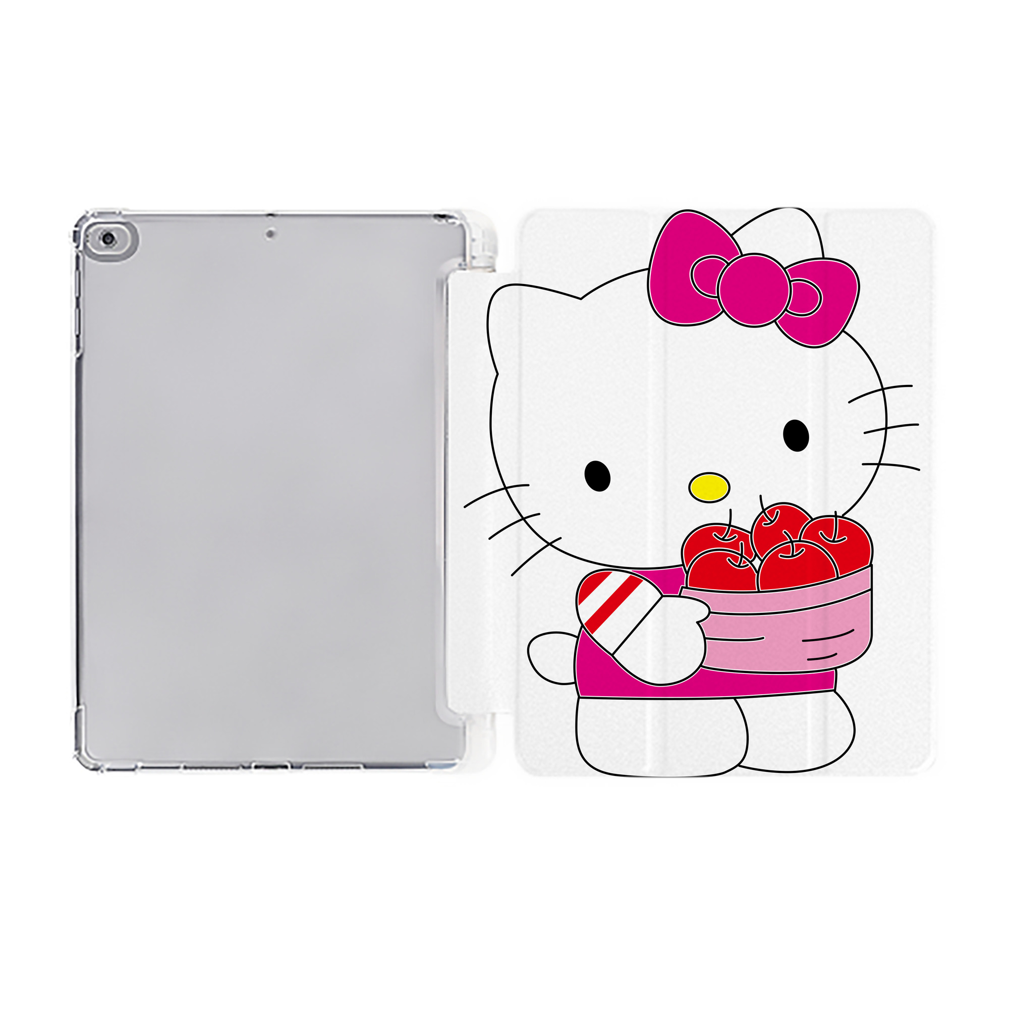 （画像用） Hello Kitty ハローキティ IPad ケース ペン収納付き 三つ折りスタンド PUレザー×シリコン 対応機種9.5/10.5/10.9インチ